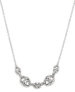 Load image into Gallery viewer, Platinum over Sterling Silver Mariner Link Bib Necklace, 16" plus 2" Extender, Made in Italy_I_Heart_1
