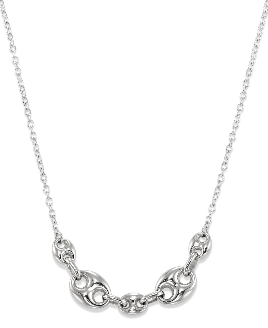 Platinum over Sterling Silver Mariner Link Bib Necklace, 16" plus 2" Extender, Made in Italy_I_Heart_1