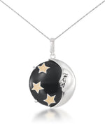 Load image into Gallery viewer, Platinum over Sterling Silver Moon and Stars Pendant in Genuine Black Onyx, 18" Chain_I_Heart_1