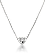 Load image into Gallery viewer, Platinum over Sterling Silver Petite Puffy Heart on Baby Curb Chain, 16" plus 2" Extender, Made in Italy_I_Heart_2