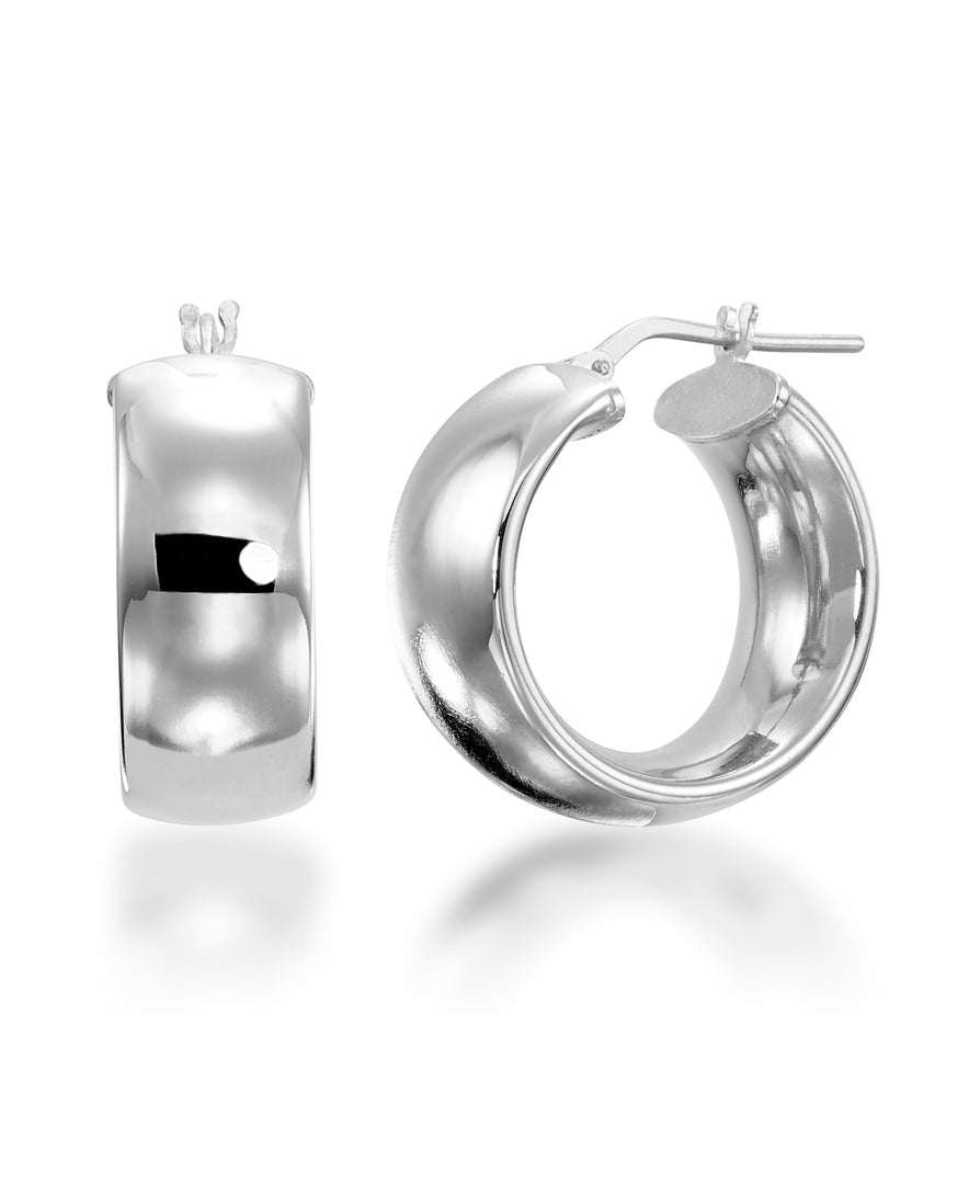 Platinum over Sterling Silver_Wide High Polished Sculpted Band Hoop Earrings, Made in Italy_I_Heart_2