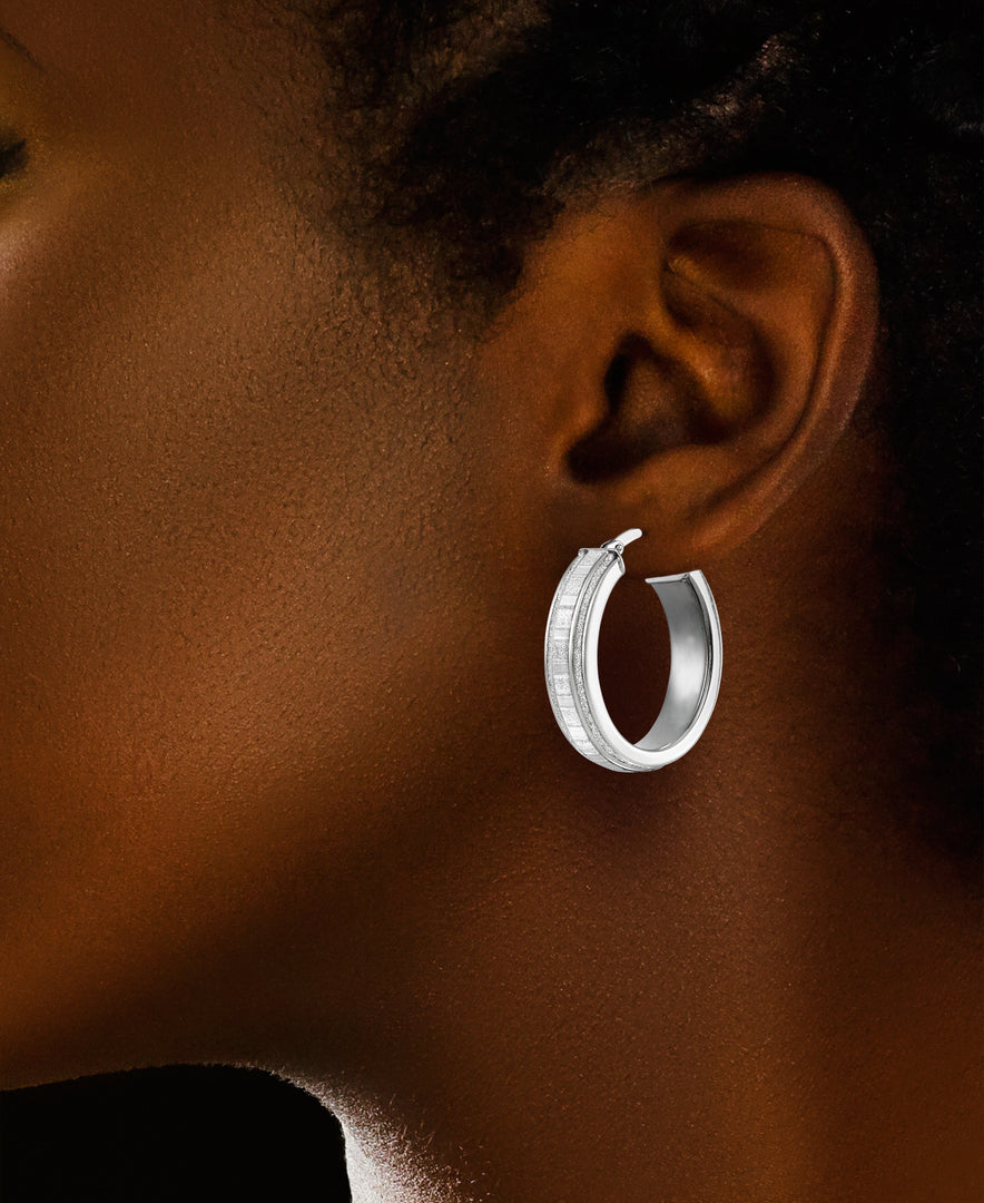 Platinum over Sterling Silver_ Bold Oval Hoop Earrings with Brilliant Glittery Inlays, Made in Italy_I_Heart_1