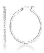 Load image into Gallery viewer, Platinum over Sterling Silver _Diamond Fascination® Diamond Accent in Sterling Silver 3 Piece Hoop Earring Set_I_Heart_2