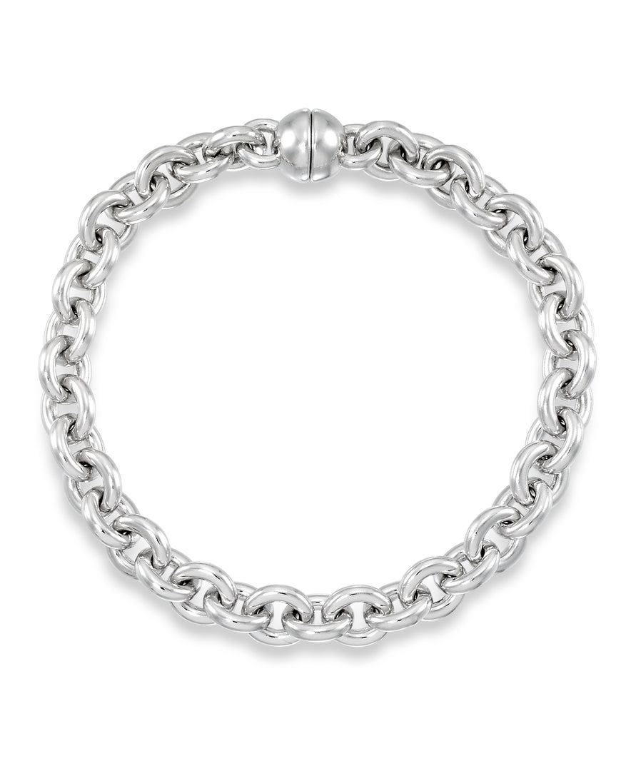 Platinum over Sterling Silver_Rolo Bracelet with Nano Diamond Resin® Core and Magnetic Closure_I_Heart_1