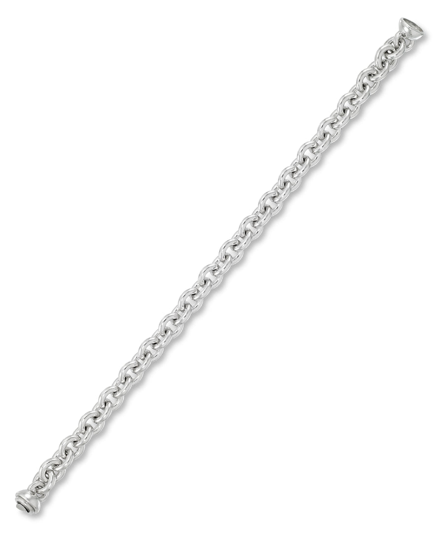 Platinum over Sterling Silver_Rolo Bracelet with Nano Diamond Resin® Core and Magnetic Closure_I_Heart_1