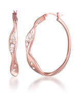 Load image into Gallery viewer, Rose Gold Tone_1/10 CT. T.W. Simulated Diamond Oval Wave Hoop Earrings_I_Heart_2