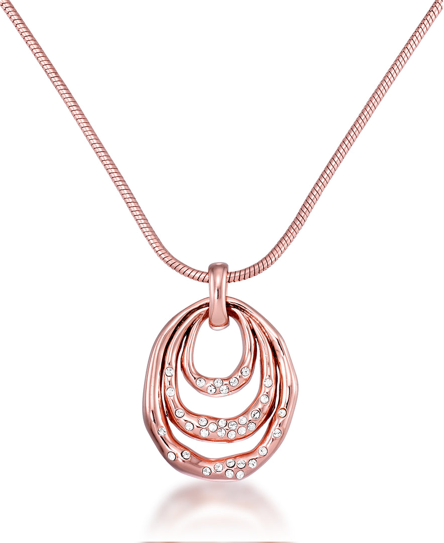 Rose Gold Tone Rose Gold Tone_1/6 CT. T.W. Simulated Diamond Organic Tripple Oval Pendant , 18" Chain_I_Heart_3