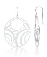 Load image into Gallery viewer, Platinum over Sterling Silver_Round Art Deco Dangle Earrings_I_Heart_1