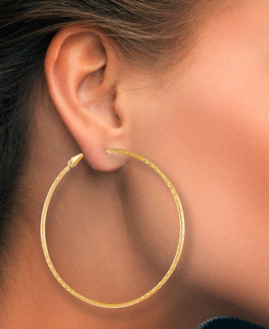 18K Yellow Gold over Sterling Silver Extra Large Thin Twist Hoop Earrings with Omega Back, Made in Italy_I_Heart_1