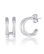 Load image into Gallery viewer, Platinum over Sterling Silver_high-polished-double-hoop-earrings-made-in-italy_I_Heart_2