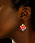 Load image into Gallery viewer, Sterling Silver Amber Rosa® Red Genuine Amber Vine Motif Dangle Earrings_I_Heart_2