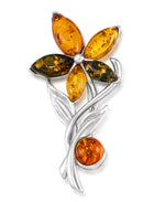 Load image into Gallery viewer, Sterling Silver_Amber Rosa™ Genuine Multi Color Amber Floral Broach_I_Heart_1