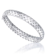 Load image into Gallery viewer, Platinum over Sterling Silver High Polished Domed Milano Woven Bangle Bracelet, Size 7 - Fits Average Size Wrist, Made in Italy_I_Heart_2