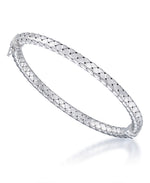 Load image into Gallery viewer, Platinum over Sterling Silver High Polished Milano Square Woven Bangle Bracelet. Size 7 - Fits Average Size Wrist, Made in Italy_I_Heart_2