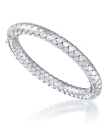 Load image into Gallery viewer, Platinum over Sterling Silver High Polished Bold Milano Woven Bangle, Size 7 - Fits Average Wrist Size, Made in Italy_I_Heart_2