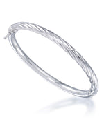 Load image into Gallery viewer, Platinum over Sterling Silver_Reversable Italian Twist and High Polished Dome Bangle, Size 7 - Fits Average Size Wrist, Made in Italy_I_Heart_2