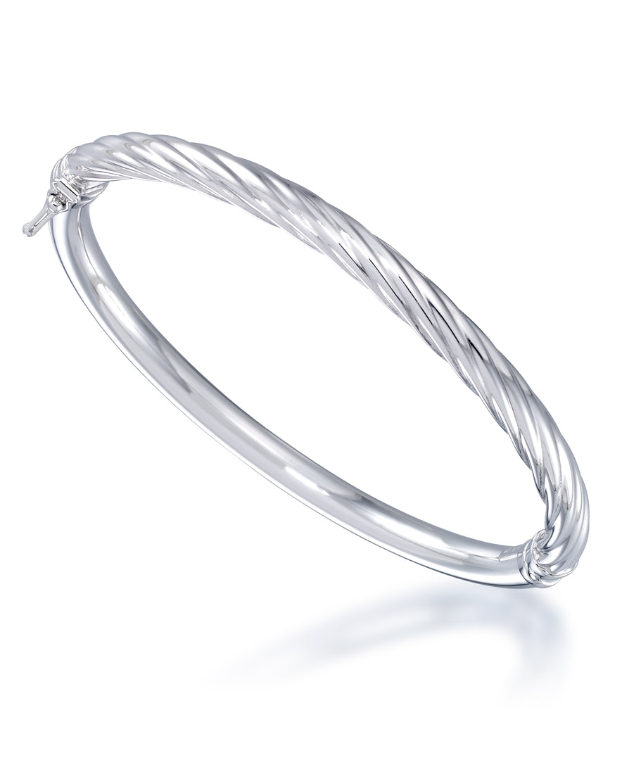 Platinum over Sterling Silver_Reversable Italian Twist and High Polished Dome Bangle, Size 7 - Fits Average Size Wrist, Made in Italy_I_Heart_2