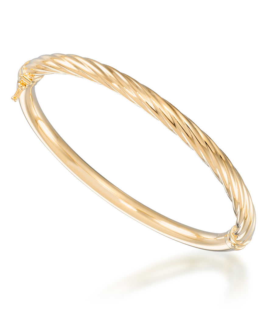 18K Yellow Gold over Sterling Silver_Reversable Italian Twist and High Polished Dome Bangle, Size 7 - Fits Average Size Wrist, Made in Italy_I_Heart_1