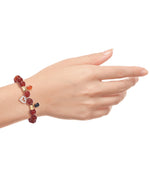 Load image into Gallery viewer, Two Tone_Red Agate Heart Charm Beaded Stretch Bracelet in 18K Yellow Gold and Platinum over Sterling Silver_I_Heart_1