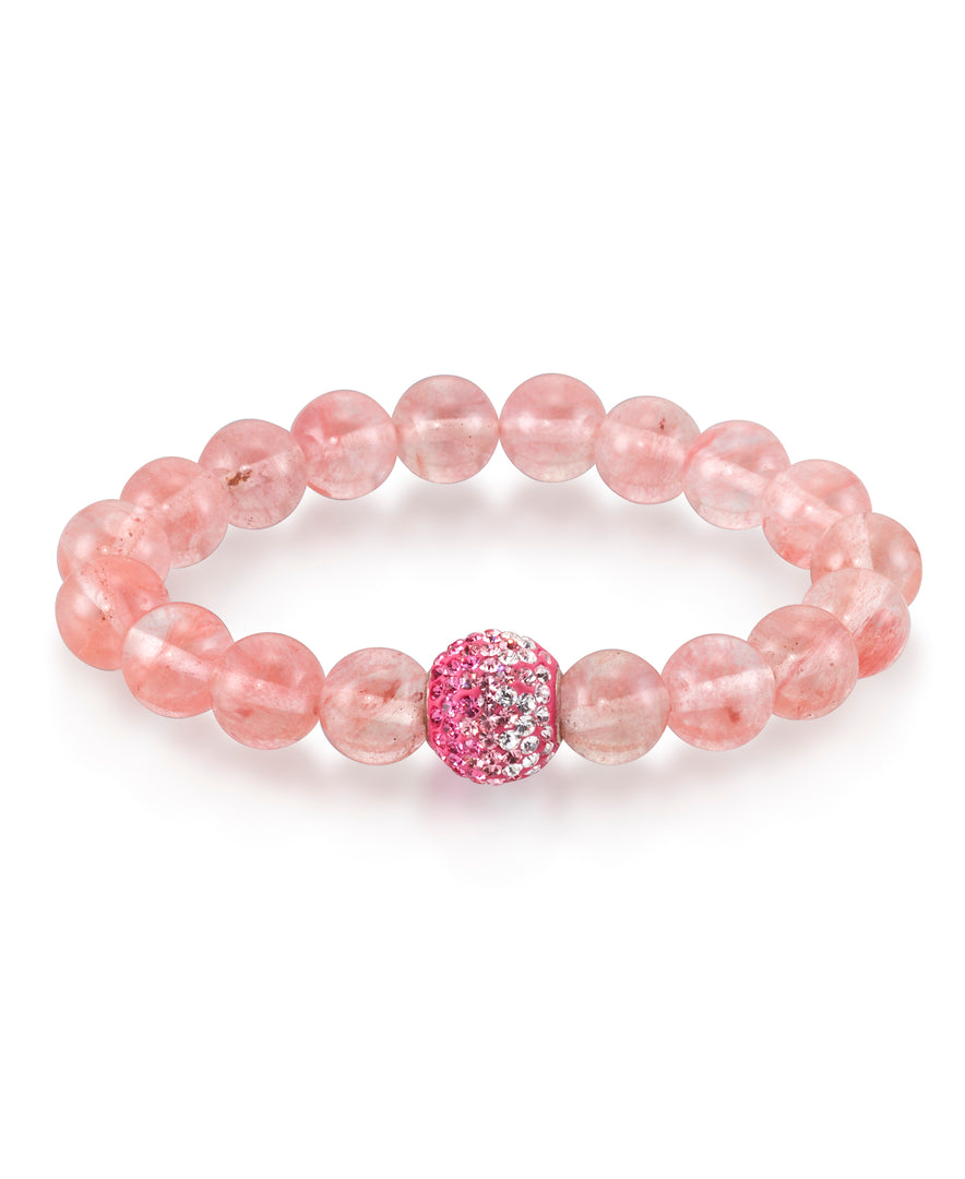 platinum-over-sterling-silver_Genuine Rose Quartz Stretch Bracelet with Pink and White Diamond Color Crystal Glitter Ball_I_Heart_1