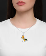 Load image into Gallery viewer, Sterling Silver_Amber Rosa™  Genuine Multicolor Amber Dragonfly Pendant, 18"_I_Heart_1