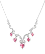 Load image into Gallery viewer, Tourmaline_CT. T.W. Simulated Diamond and Pink Tourmaline Multi Heart Chandelier Necklace_I_Heart_1