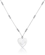 Load image into Gallery viewer, Platinum over Sterling Silver_Sunburst Heart Pendant on 16" Bead Chain with 2" Extender, Made in Italy_I_Heart_2
