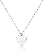 Load image into Gallery viewer, Platinum over Sterling Silver_Sunburst Heart Pendant, 16" Chain with 2" Extender, Made in Italy _I_Heart_2