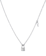 Load image into Gallery viewer, Platinum over Sterling Silver Lock and Key Necklace, 16" Chain with 2" Extender, Made in Italy_I_Heart_2