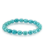 Load image into Gallery viewer, Teal Dyed Cultured Freshwater Pearls_Teal Dyed Cultured Freshwater Pearl Stretch Bracelet_I_Heart_1