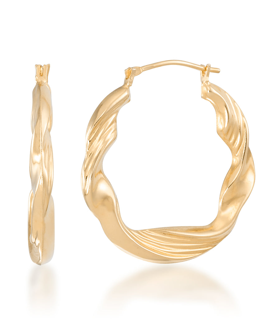 14K Yellow Gold over Sterling Silver_Fancy Twist Hoop Earrings_I_Heart_1