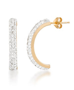 Load image into Gallery viewer, 14K Yellow Gold over Sterling Silver_3/4 CT. T.W. Simulated Diamond  Demi Hoop Earrings_I_Heart_1