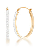 Load image into Gallery viewer, 14K Yellow Gold over Sterling Silver_1/4. CT T.W. Simulated Diamond Oval Hoop Earrings_I_Heart_1