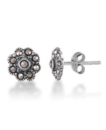 Load image into Gallery viewer, Sterling Silver_Tori Hill® Genuine Marcasite Flower Stud Earrings_I_Heart_1