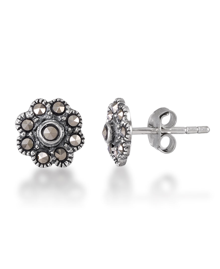 Sterling Silver_Tori Hill® Genuine Marcasite Flower Stud Earrings_I_Heart_1