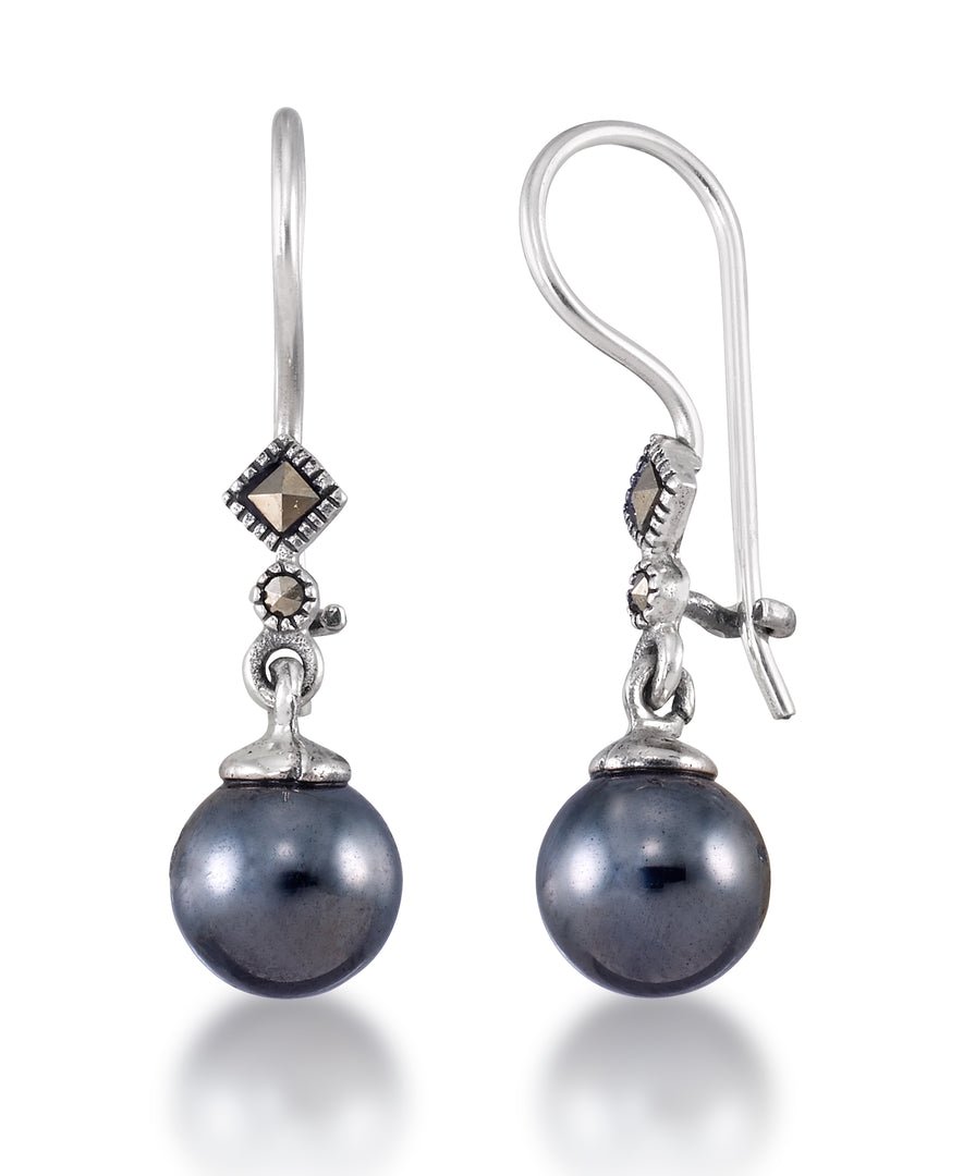 Sterling Silver_Tori Hill® Genuine Marcasite Cultured Frecshwater Grey Pearl Dangle Earrings_I_Heart_1