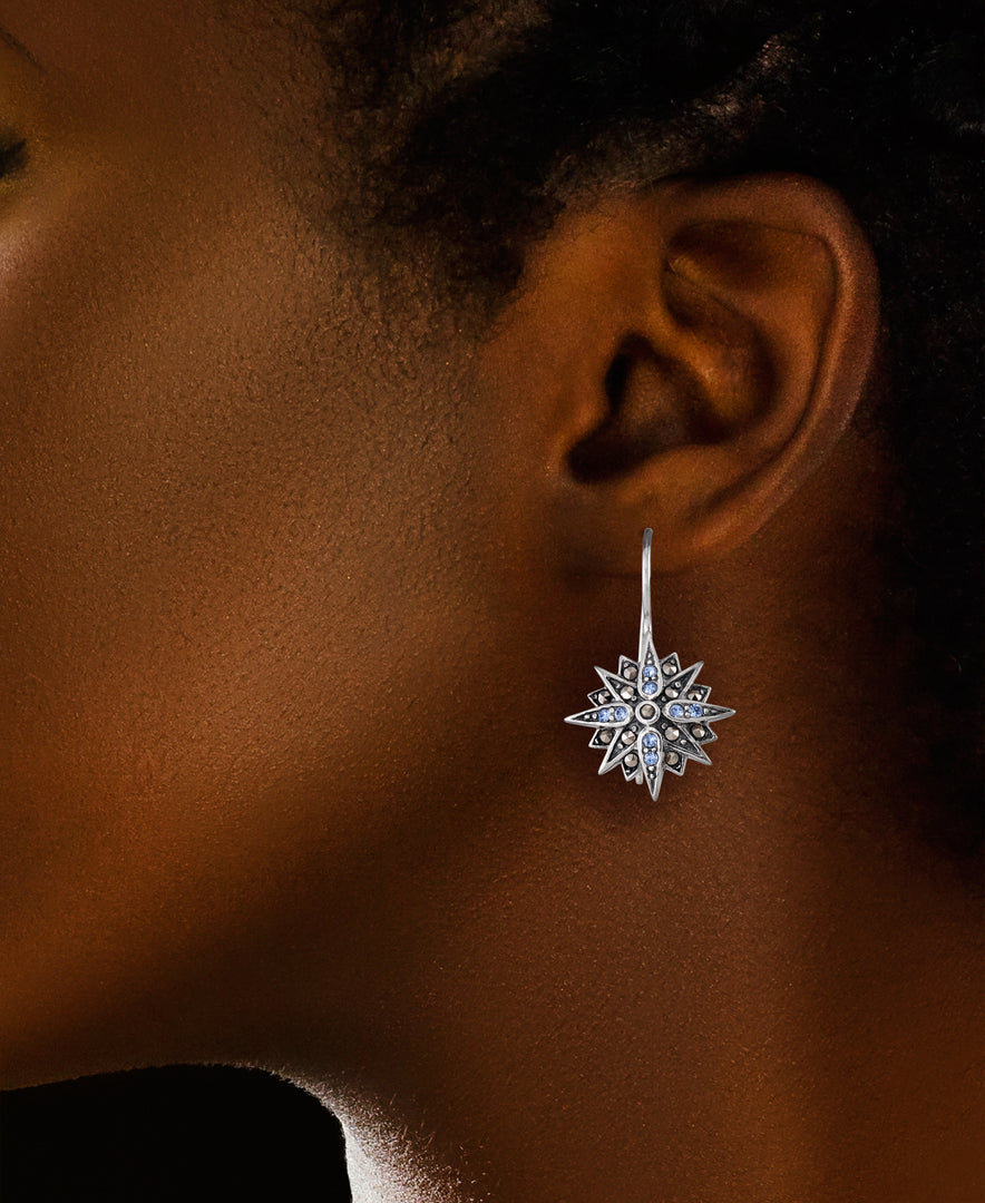 Sterling Silver_Tori Hill® Genuine Marcasite and Simulated Blue Topaz Starburst Dangle Earrings_I_Heart_1