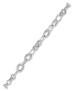 Load image into Gallery viewer, Platinum over Sterling Silver_Polished and Textured Multi Link Bracelet with Nano Diamond Resin® Core, Magnetic Closure_I_Heart_1