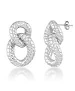 Load image into Gallery viewer, Platinum over Sterling Silver_Sculpted Double Doorknocker Twist Earrings_I_Heart_1