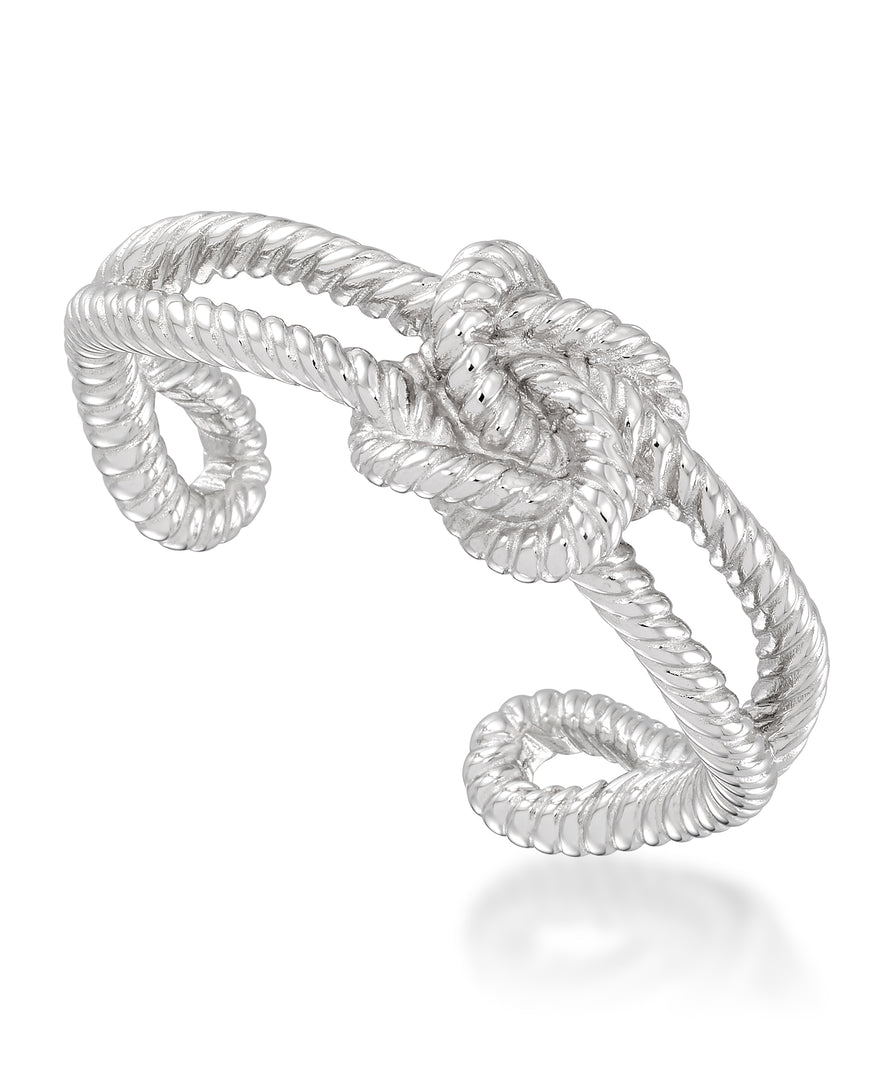 Platinum over Sterling Silver_Sculpted Loveknot Cuff Bangle_I_Heart_1