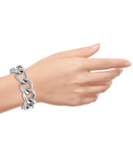Load image into Gallery viewer, Platinum over Sterling Silver_Sculpted Polished and Twist Oval Link Bracelet, 8"_I_Heart_1
