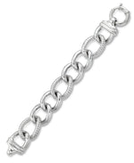 Load image into Gallery viewer, Platinum over Sterling Silver_Sculpted Polished and Twist Oval Link Bracelet, 8"_I_Heart_1