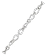 Load image into Gallery viewer, Platinum over Sterling Silver_Sculpted Twist and Oval Link Bracelet with Nano Diamond Resin® Core and Magnetic Closure_I_Heart_1