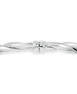 Load image into Gallery viewer, Platinum over Sterling Silver_Sculpted Twist and Polished Bangle Bracelet_I_Heart_1