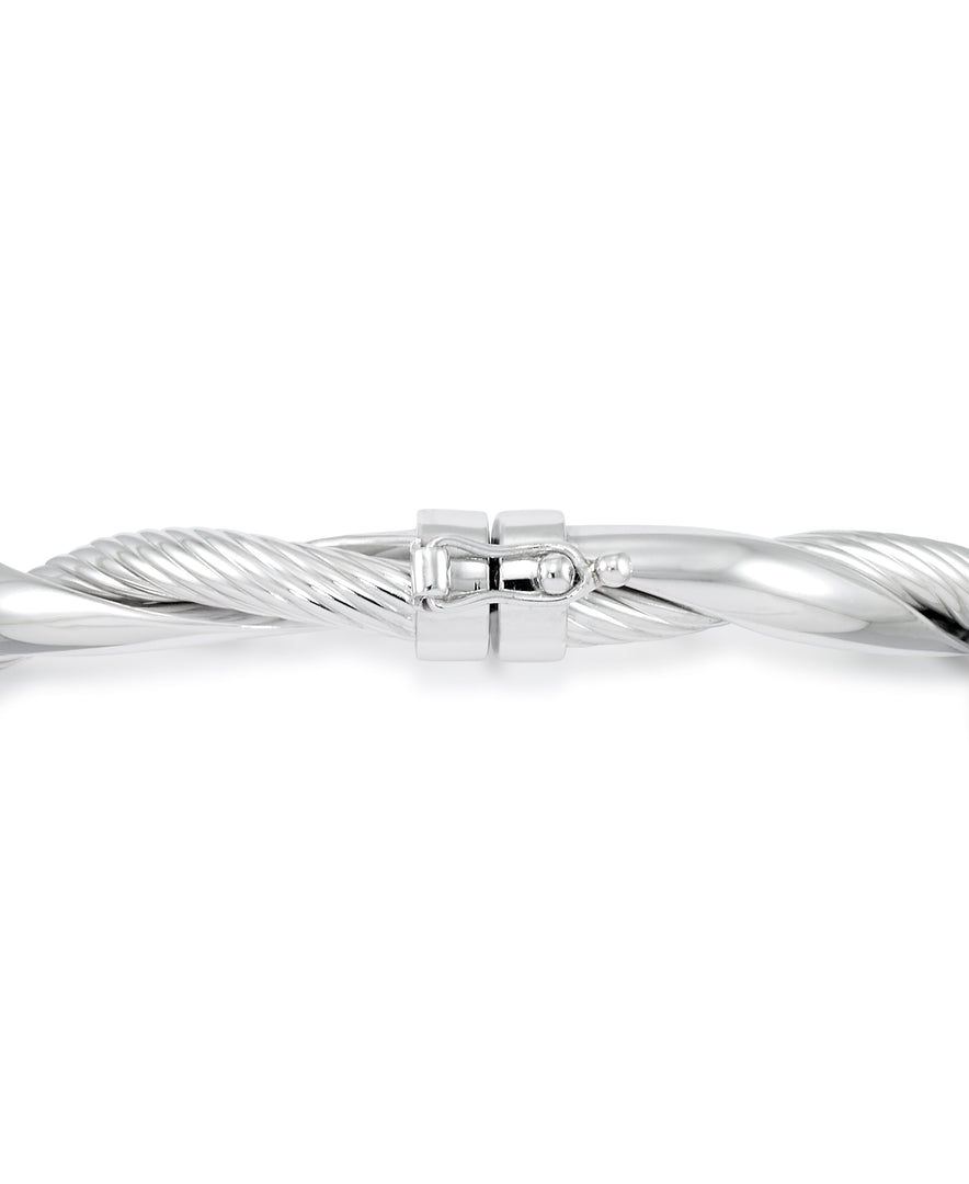 Platinum over Sterling Silver_Sculpted Twist and Polished Bangle Bracelet_I_Heart_1