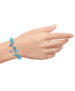 Load image into Gallery viewer, Platinum over Sterling Silver_Simulated Turquoise Beaded Stretch Charm Bracelet_I_Heart_1