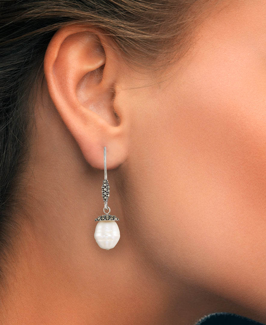 Sterling Silver Tori Hill® Genuine Marcasite Freshwater Cultured Pearl Dangle Earrings_I_Heart_1