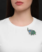 Load image into Gallery viewer, Sterling Silver Tori Hill® Genuine Marcasite Peacock Broach with Hand Crafted Enamel_I_Heart_1