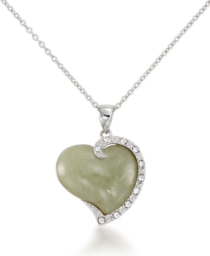 Sterling_Silver Tori Hill® Genuine Marcasite and Genuine Jade Heart Pendant, 18" Chain_I_Heart_1