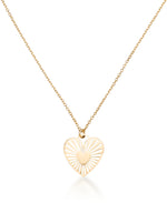 Load image into Gallery viewer, 18K Yellow Gold over Sterling Silver_Sunburst Heart Pendant, 16" Chain with 2" Extender, Made in Italy _I_Heart_1